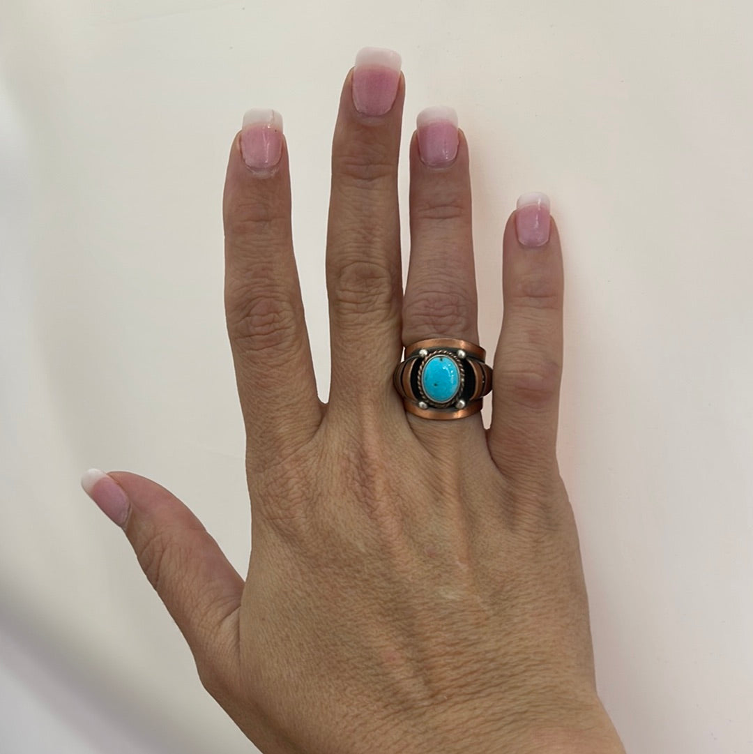 Cooper & Turquoise Lobster Tail Ring