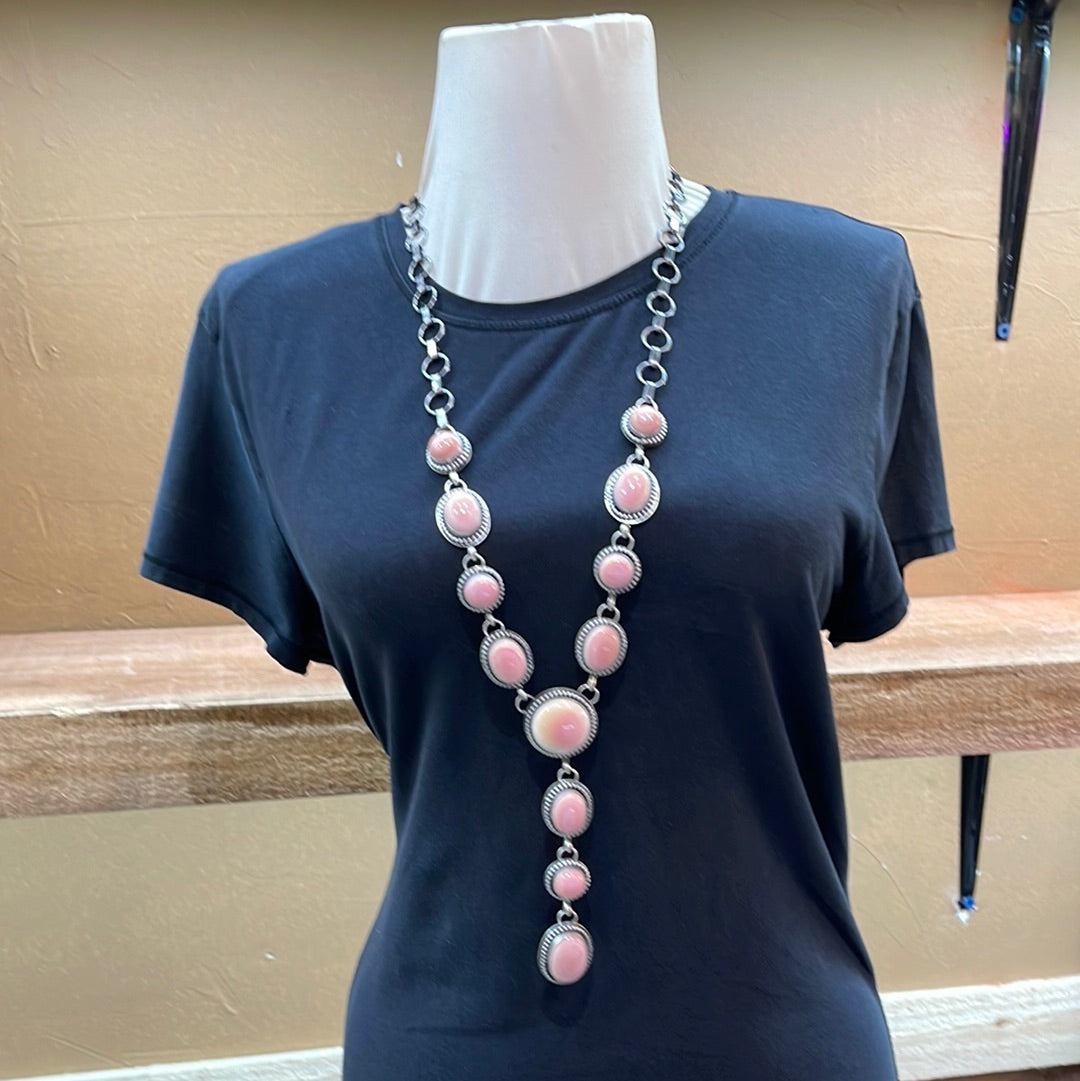 Cotton Candy (Pink Conch Shell) Lariat 30” Necklace
