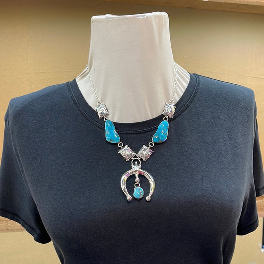 Kingman Turquoise with a Naja 20” Necklace