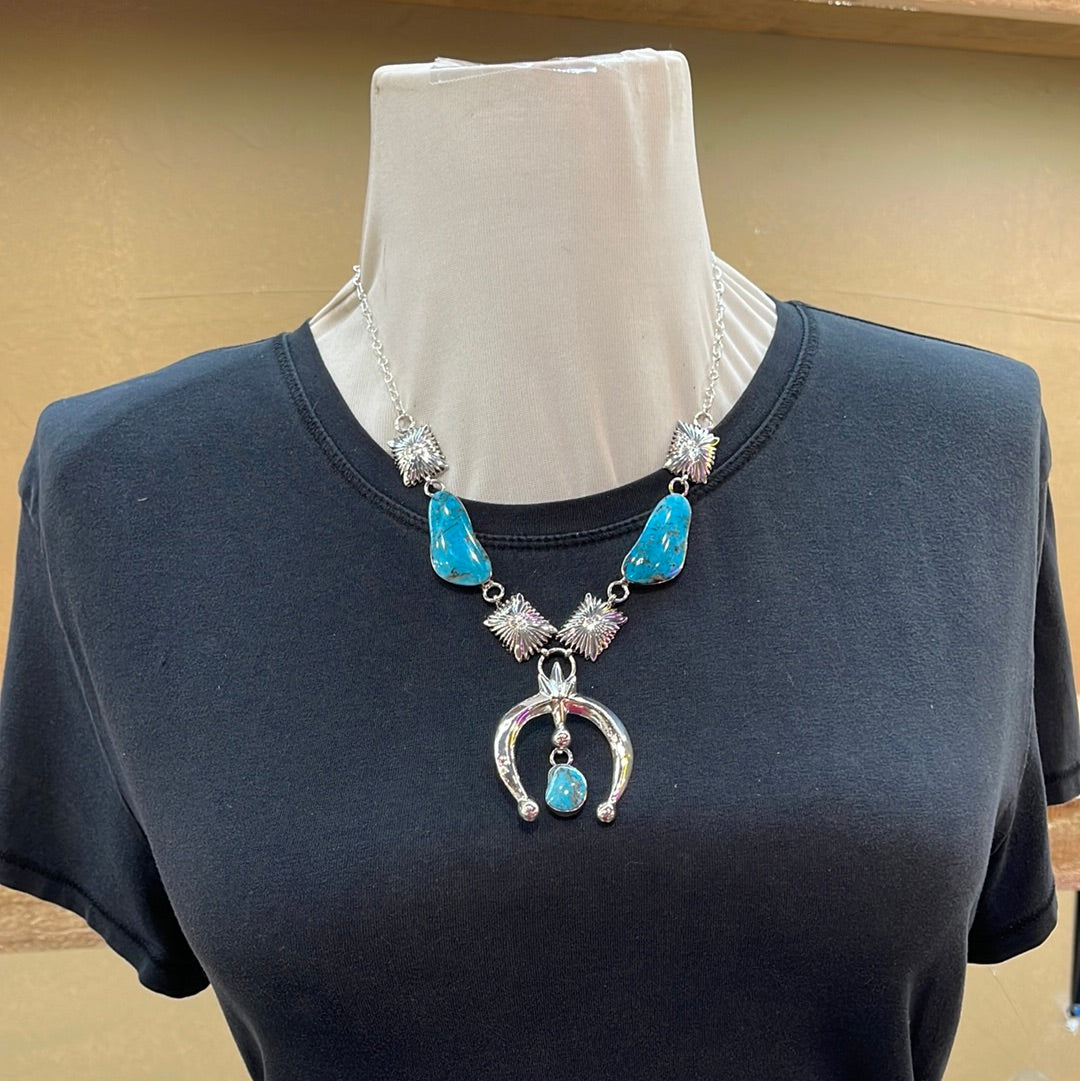 Kingman Turquoise with a Naja 20” Necklace