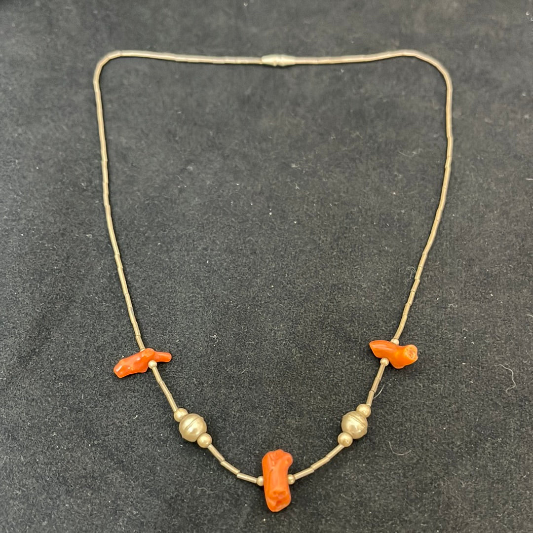16" Vintage Branch Coral Liquid Silver Necklace