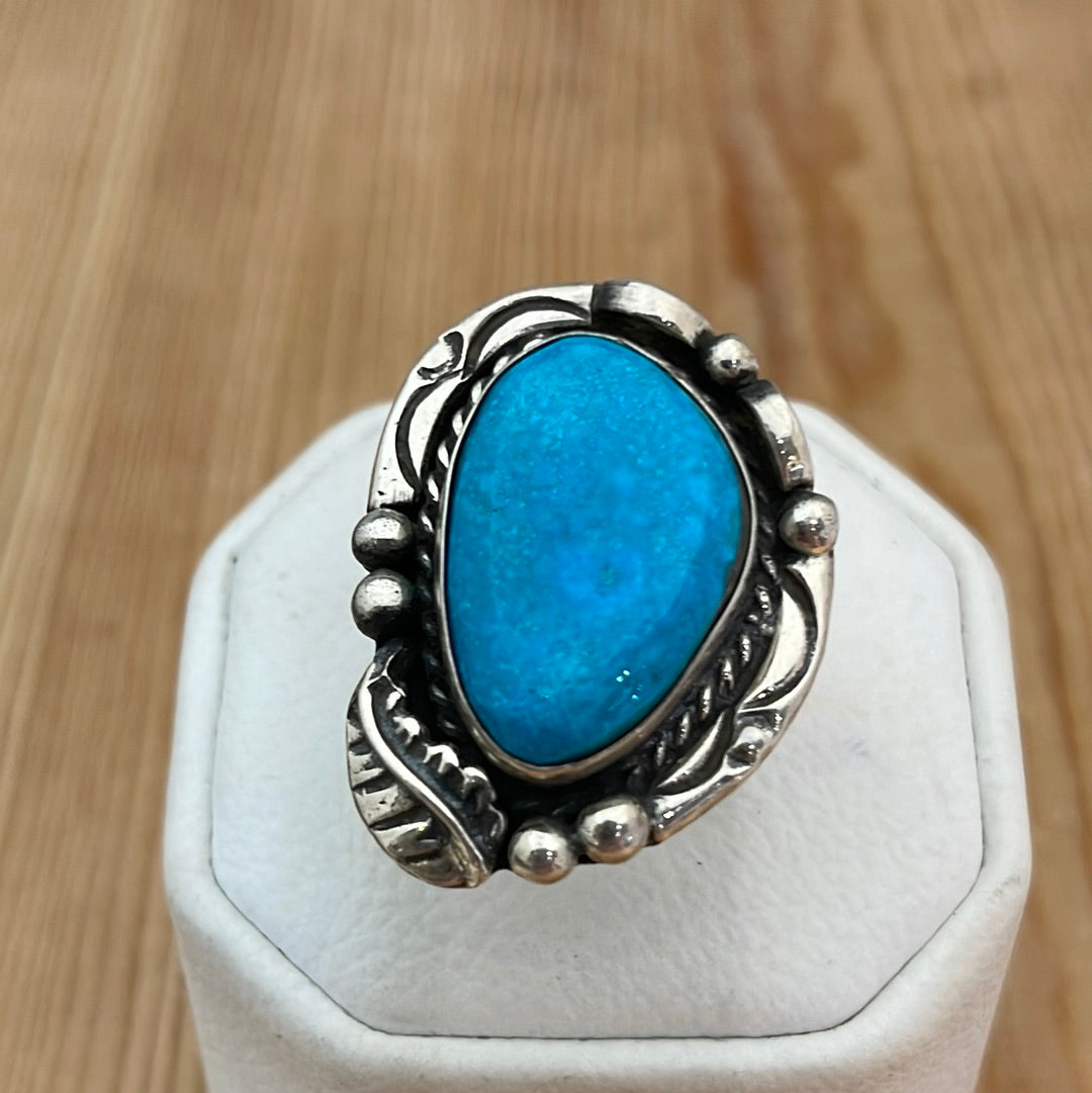 7.5 - Turquoise Ring with Balls & Leaf