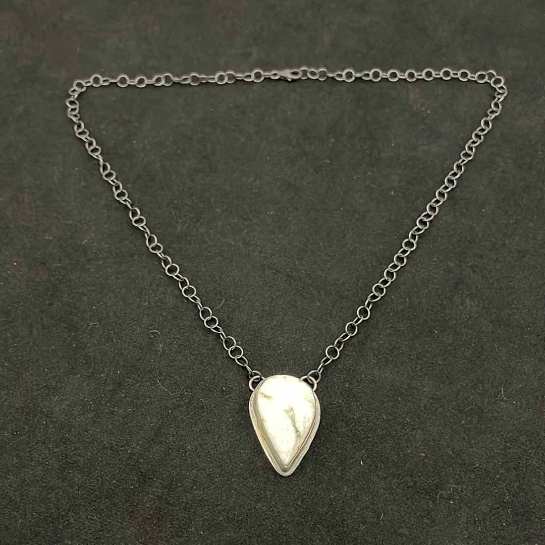 18” White Buffalo Teardrop Necklace