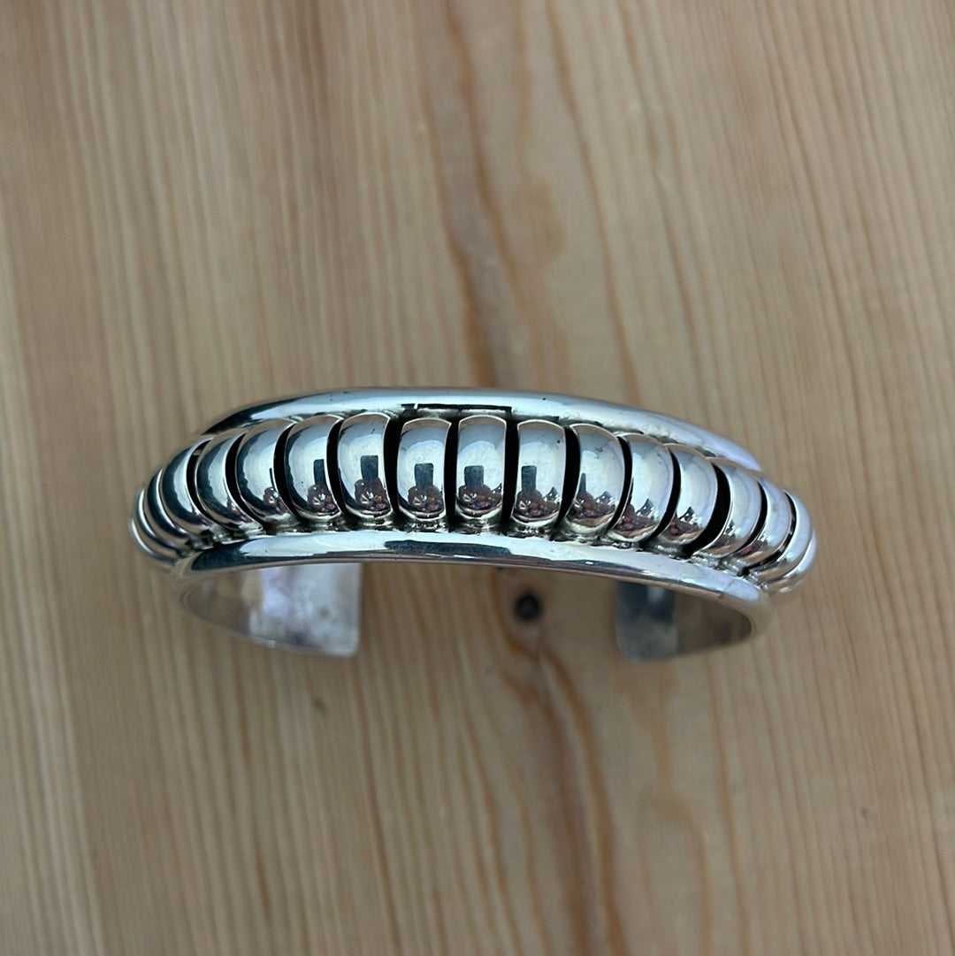 Silver Shrimp Tail Cuff Bracelet