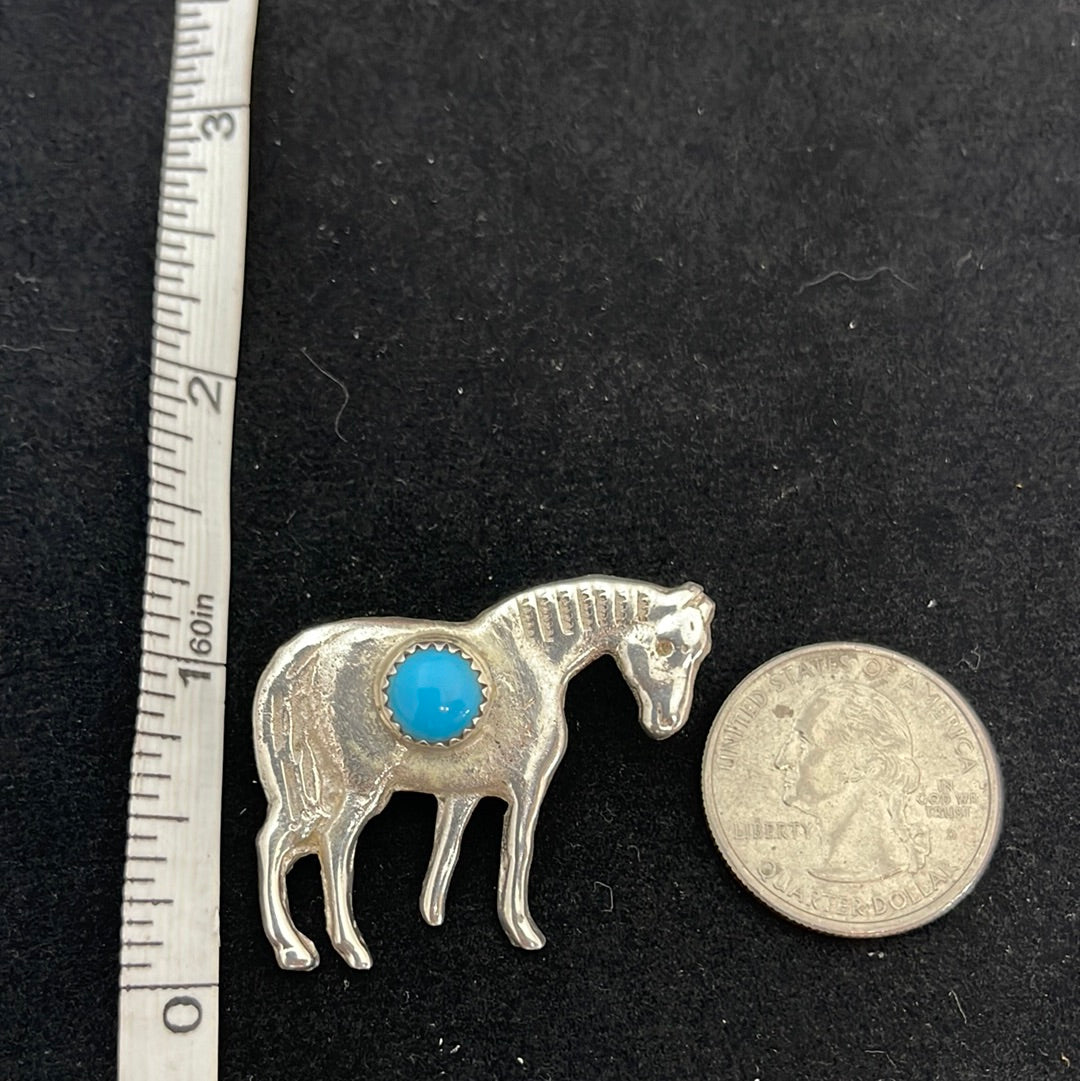 Horse with Turquoise Cabochon Pin
