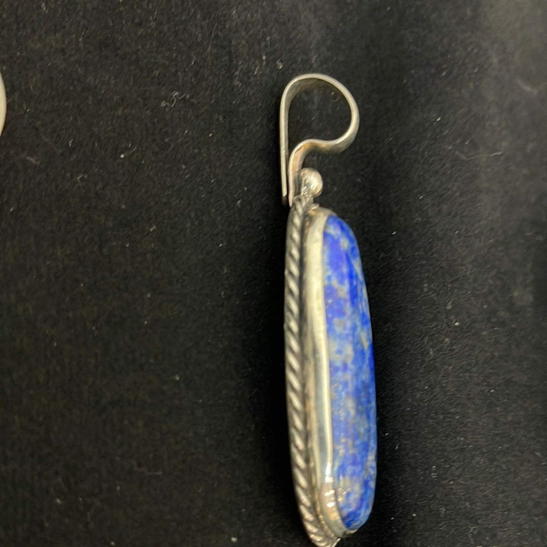 Vintage Denim Lapis Shepherds Hook Pendant