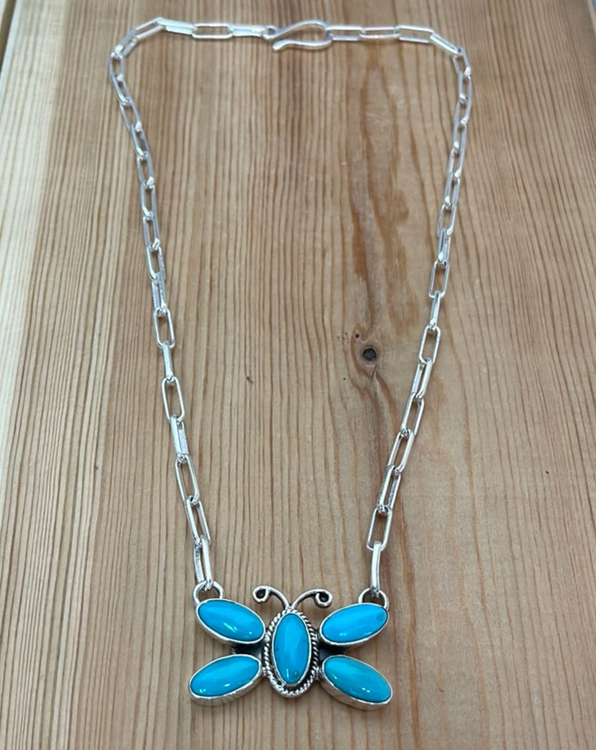 18” Kingman Turquoise Butterfly Necklace