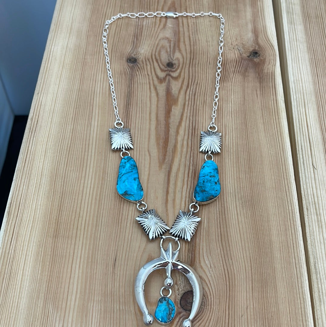 Kingman Turquoise with a Naja 20” Necklace