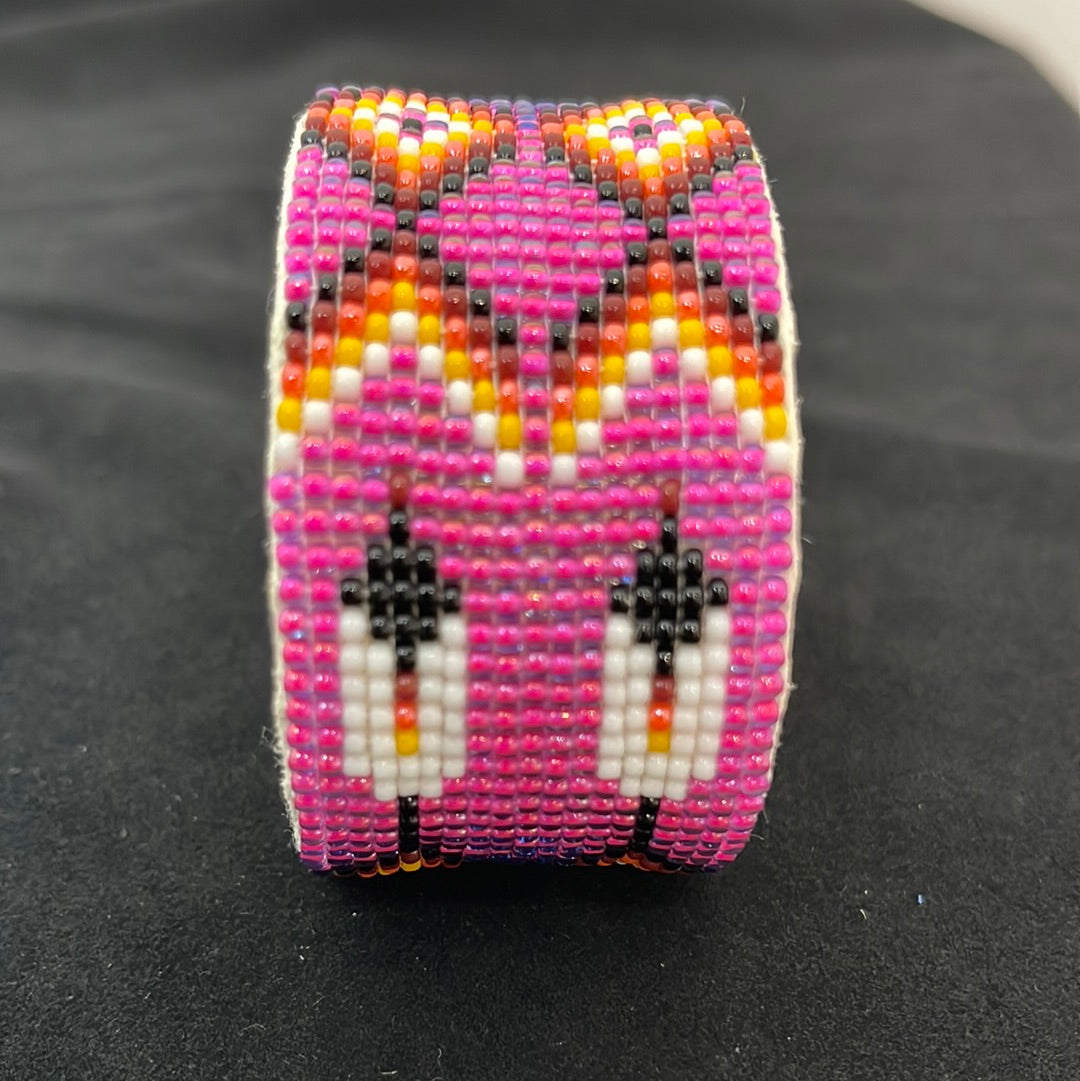 Bright Pink Seed Bead Flexible 1 1/4” Bracelet