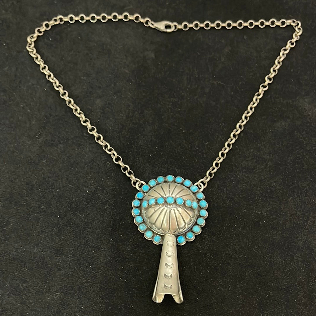 Squash Blossom with Turquoise 18” Necklace