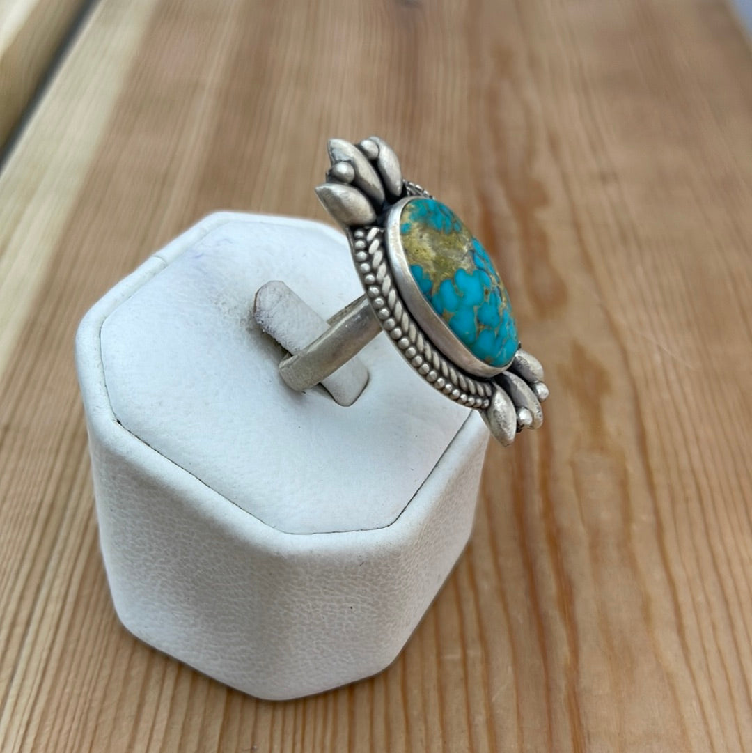 Adjustable Carico Lake Oval Turquoise Ring