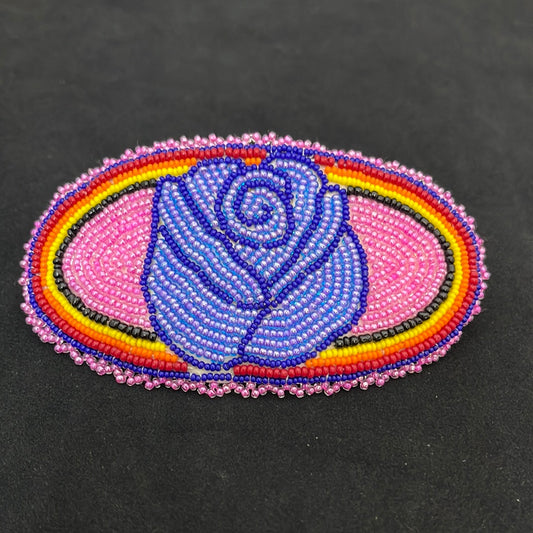 Seed Bead Purple Rose Hair Barrette