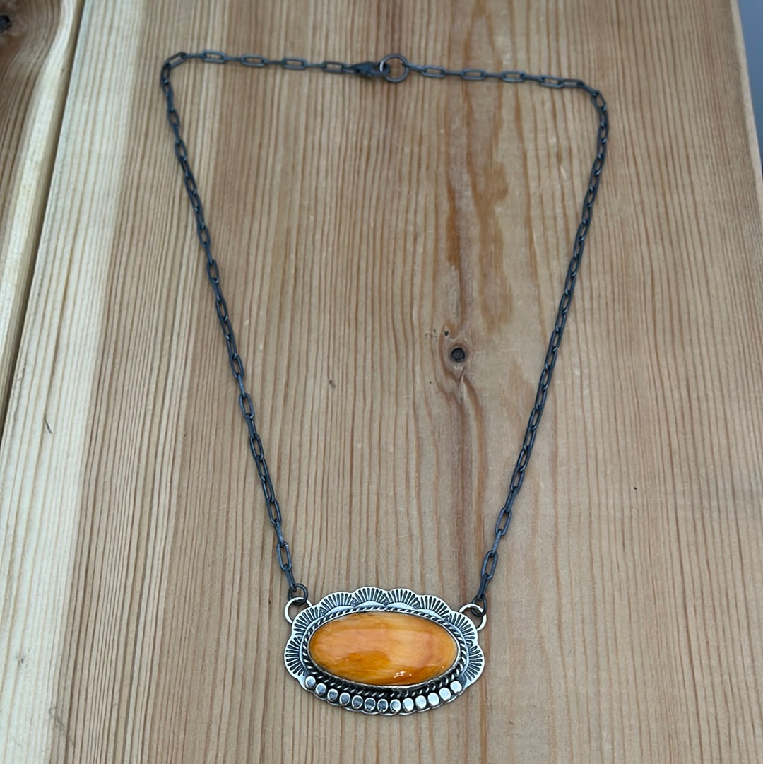 16” Orange Spiny Oyster Shell Necklace