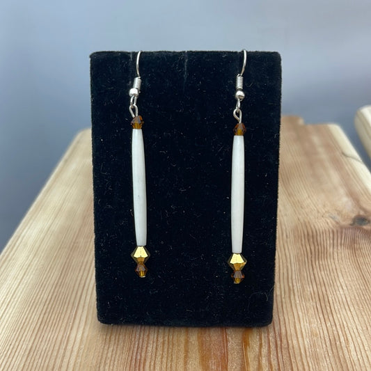 Bone with Beads on Hook Earrings