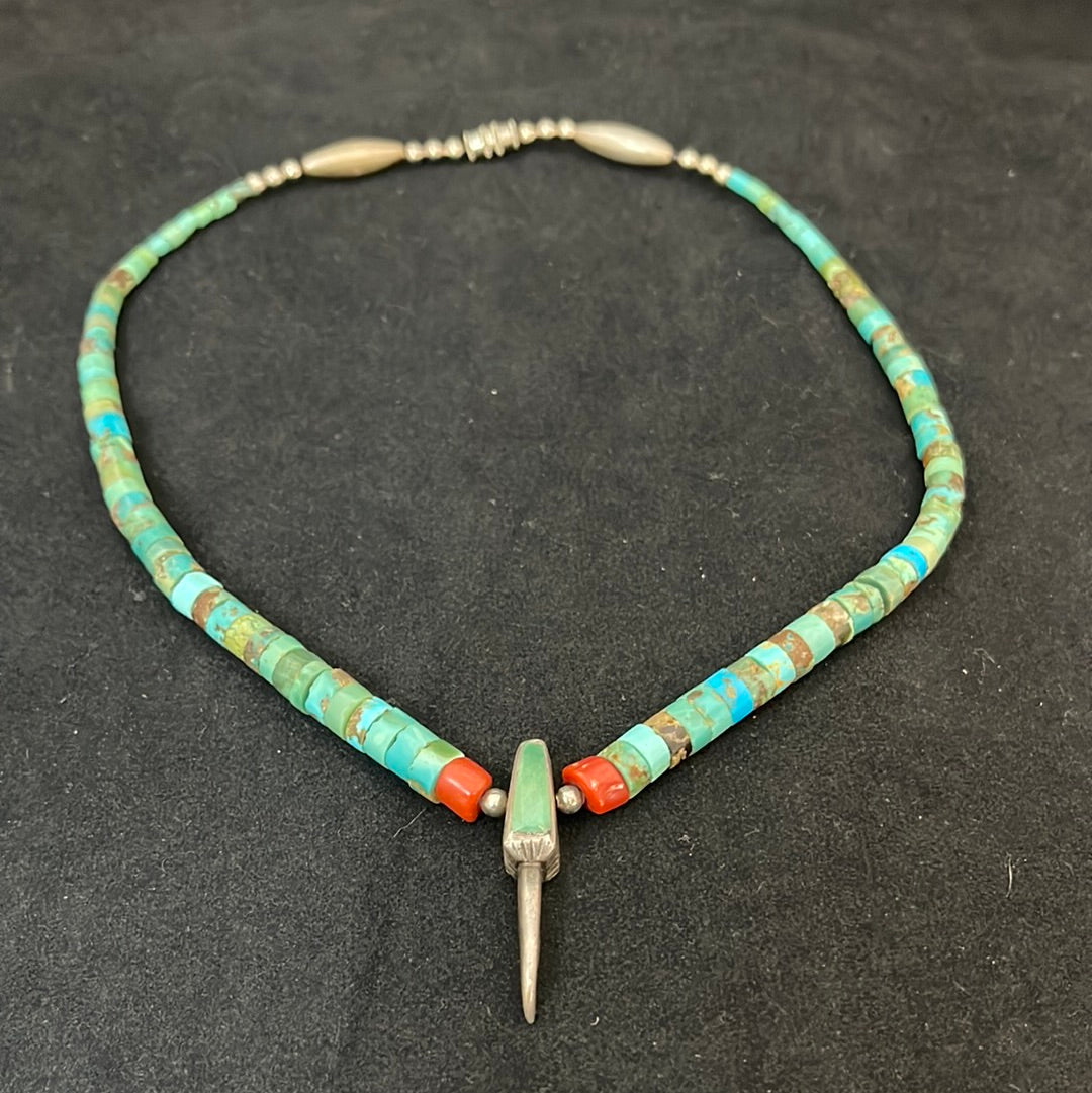 17” Royston Turquoise & Heishi Bead Necklace