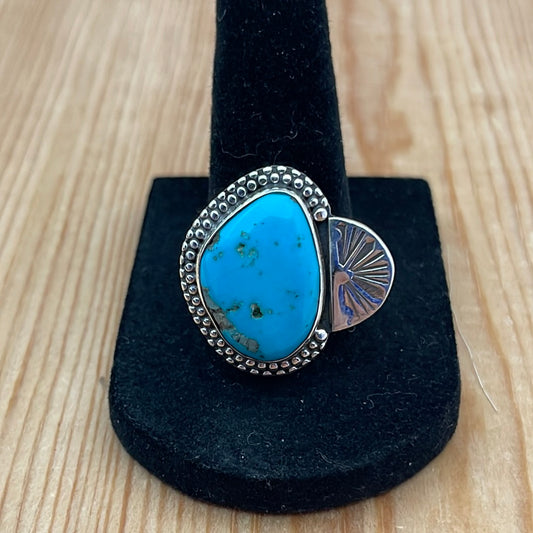 10.0 - Kingman Turquoise Rounded Triangle Ring