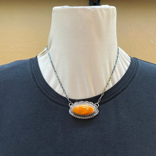 16” Orange Spiny Oyster Shell Necklace