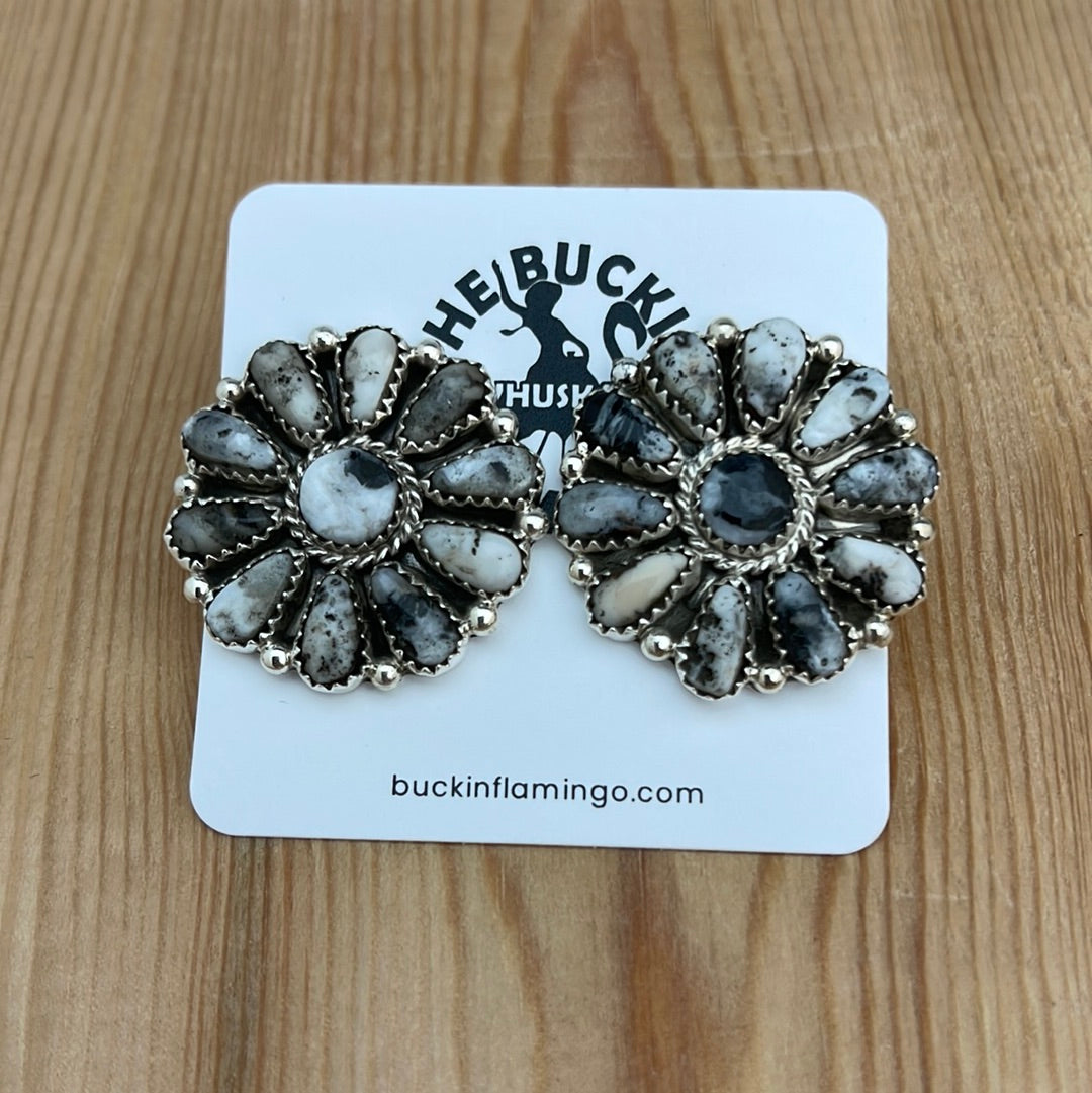 White Buffalo Medium Cluster Post Earrings