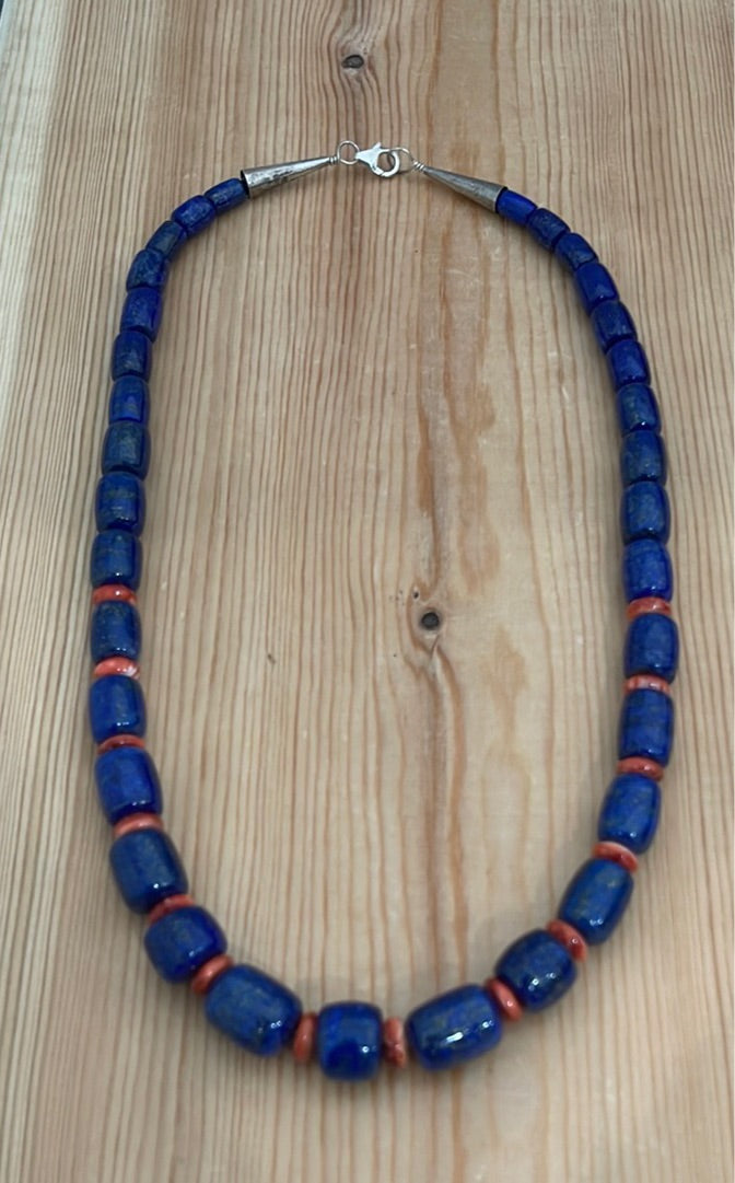 Lapis & Red Spiny Oyster 19" Necklace
