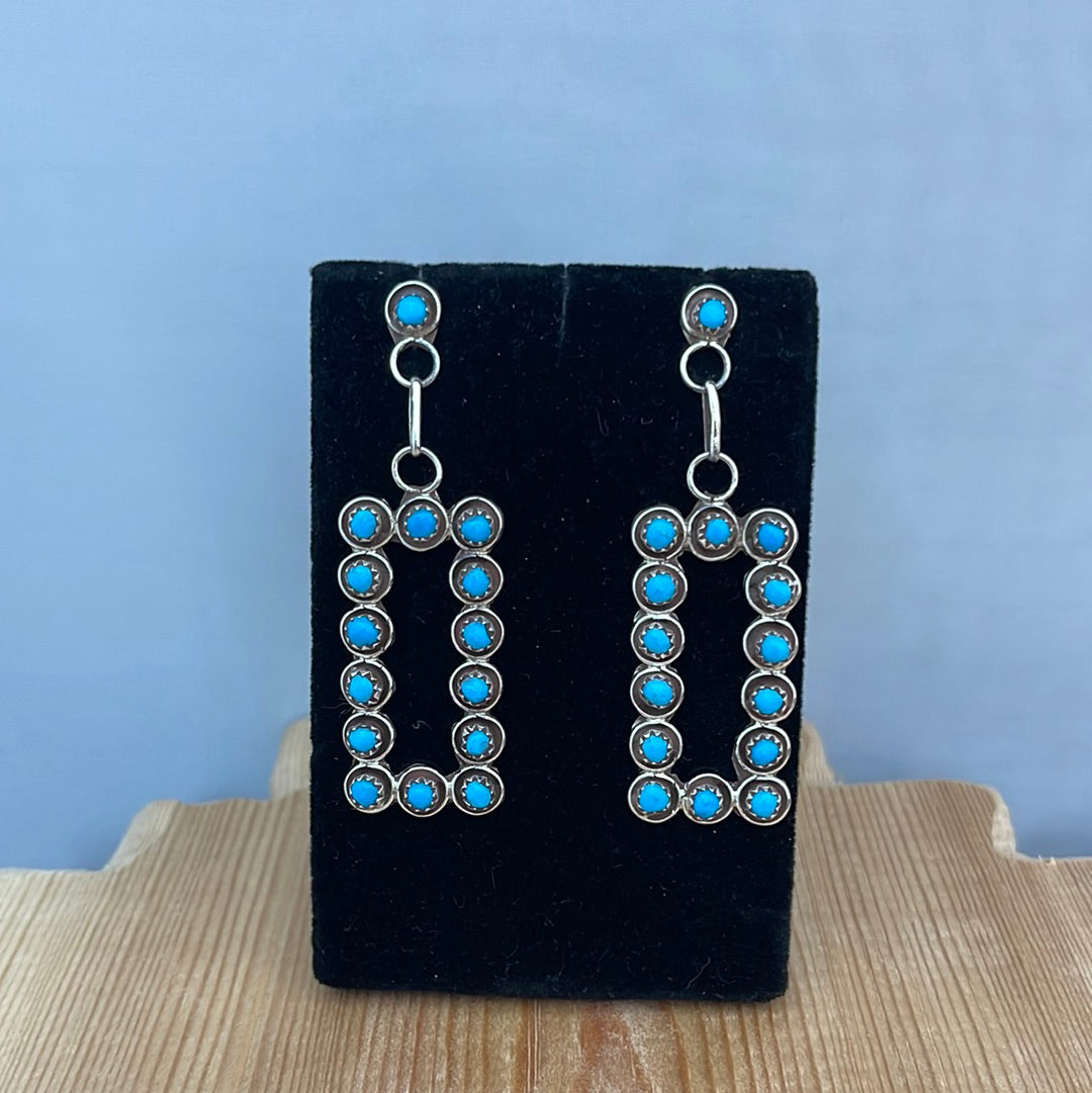 Turquoise Post Rectangle Dangle Earrings