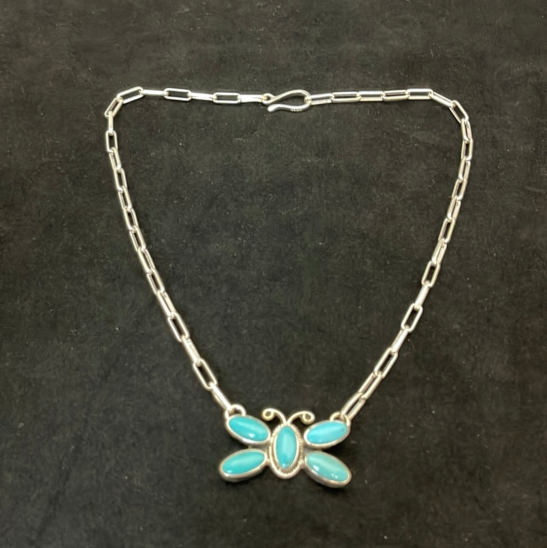 18” Kingman Turquoise Butterfly Necklace