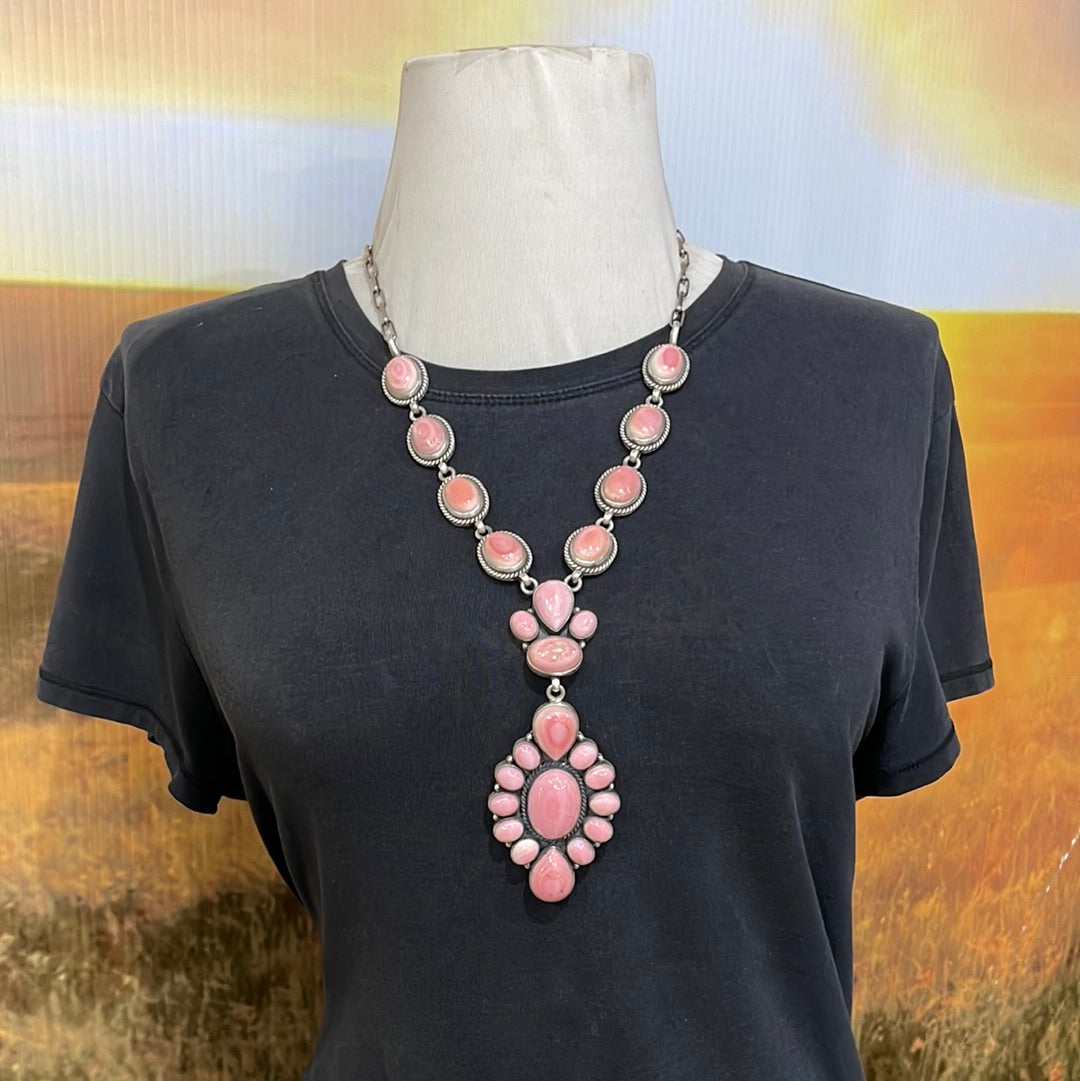 Pink Conch Shell Lariat 24” Necklace