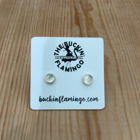 White Cats Eye 5.5 mm Post Earrings