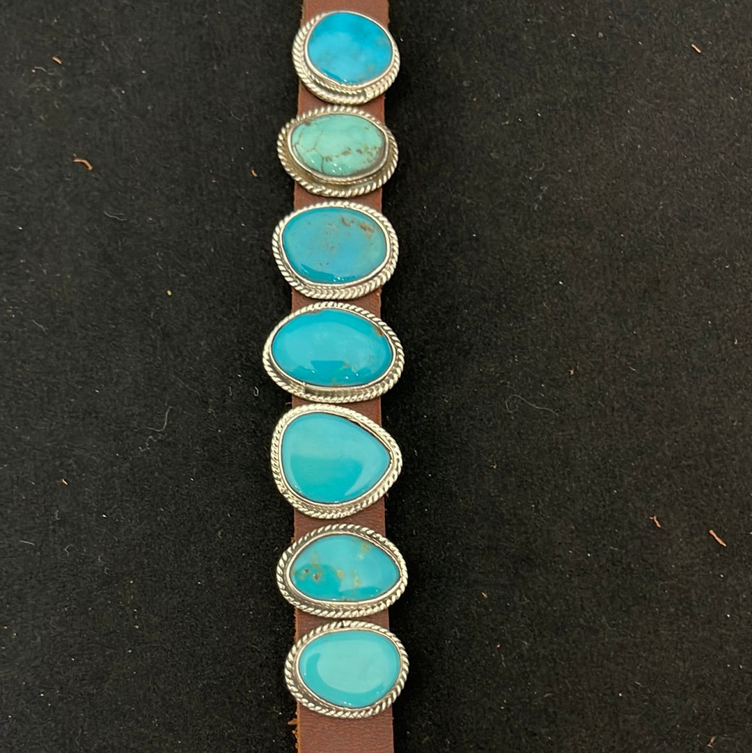 Mixed Turquoise Leather Bracelet