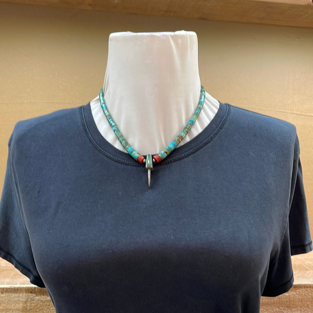 17” Royston Turquoise & Heishi Bead Necklace