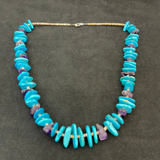 Turquoise & Amethyst 24" Necklace