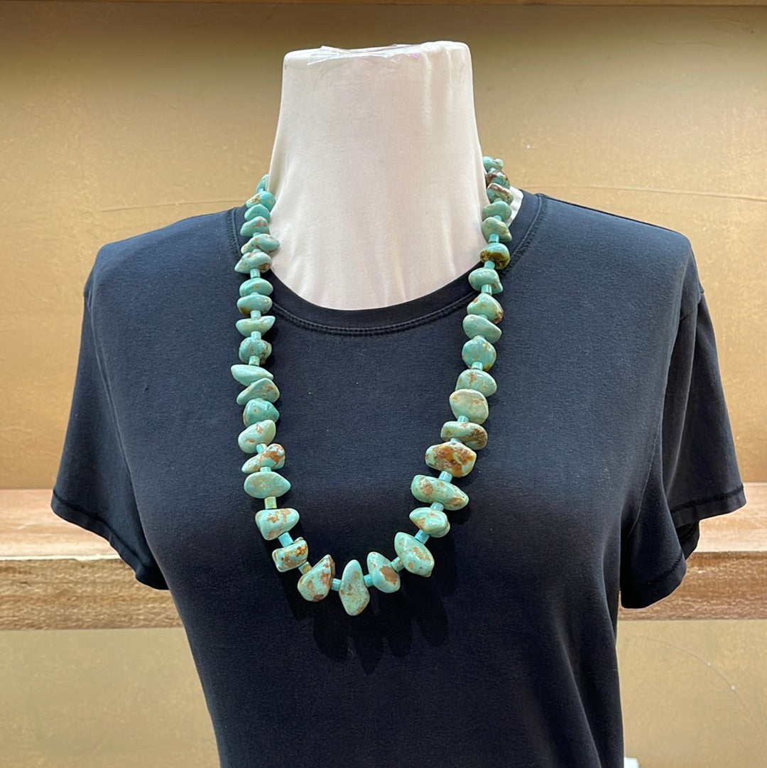 Vintage Turquoise Nugget 26” Necklace