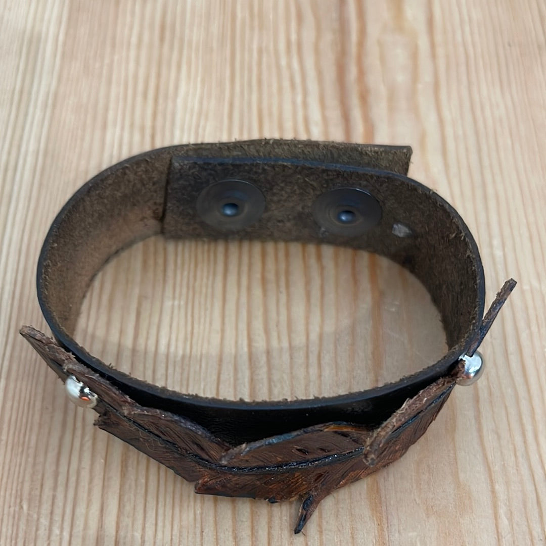 Leather Brown Button Bracelet
