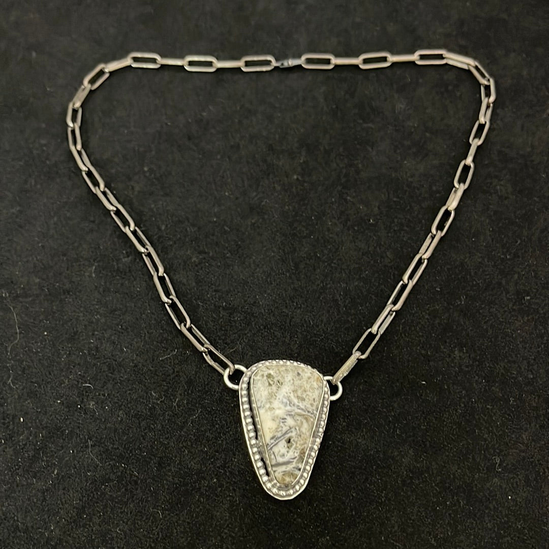 17" White Buffalo Teardrop Necklace