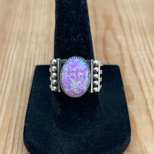 Opal with Silver Balls Ring