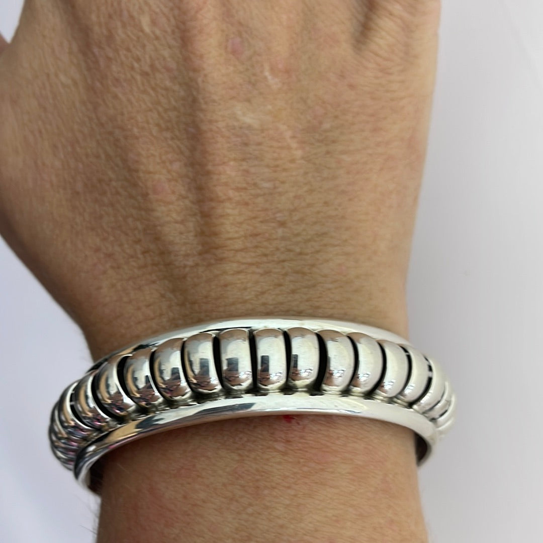 Silver Shrimp Tail Cuff Bracelet