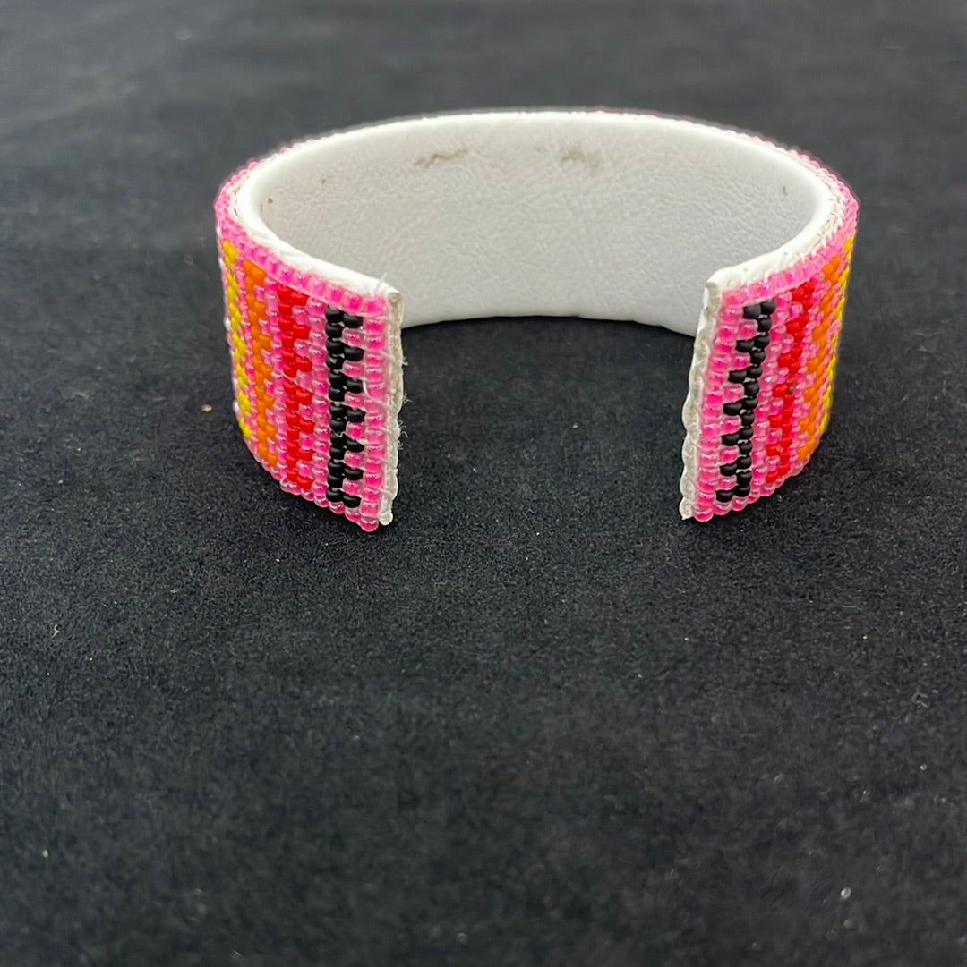 Bright Pink Seed Bead Flexible 1” Bracelet