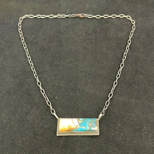 19” Spiny Turquoise Bar Necklace
