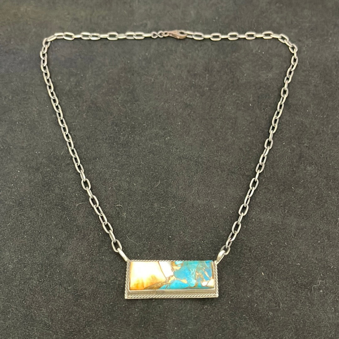 19” Spiny Turquoise Bar Necklace