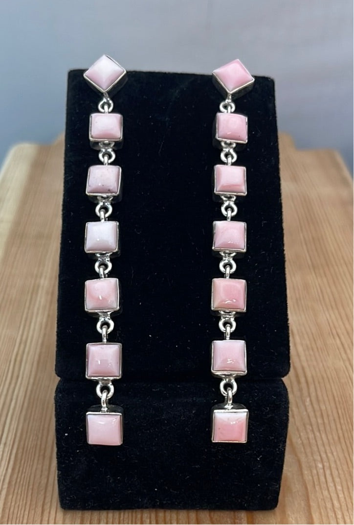 Pink Conch Post 4” Dangle Earrings