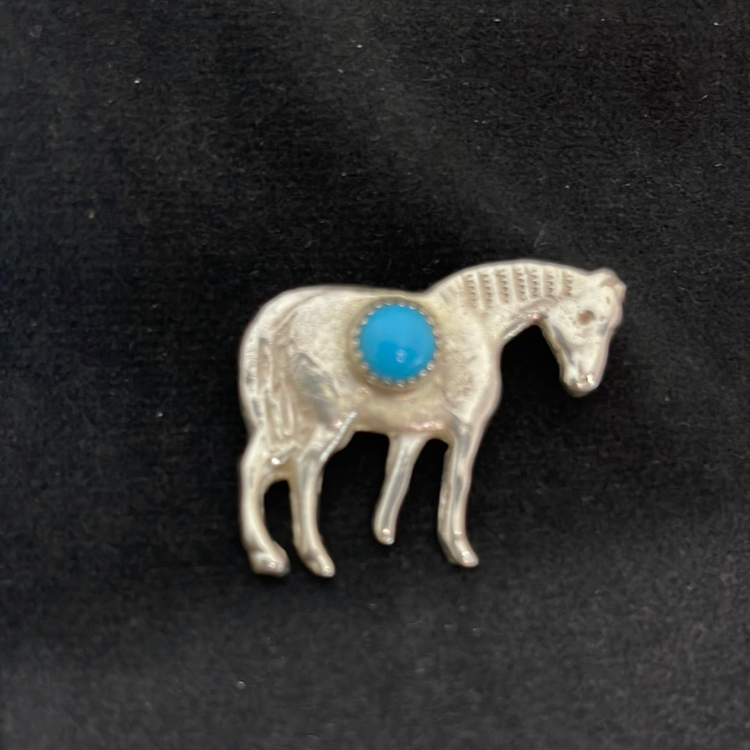 Horse with Turquoise Cabochon Pin
