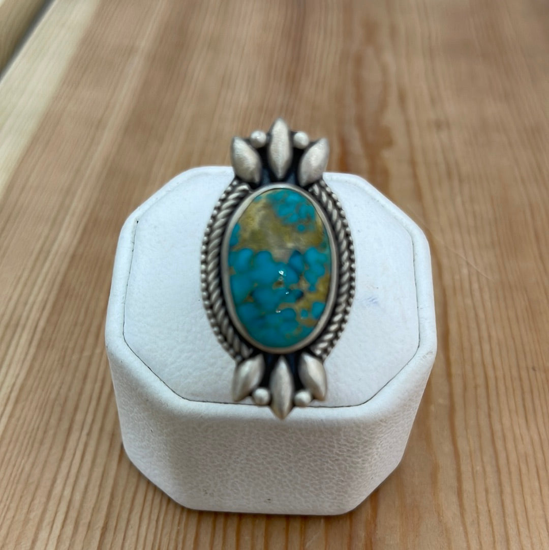 Adjustable Carico Lake Oval Turquoise Ring