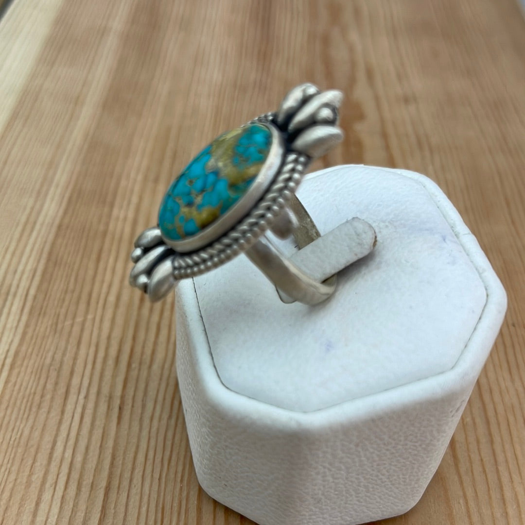 Adjustable Carico Lake Oval Turquoise Ring