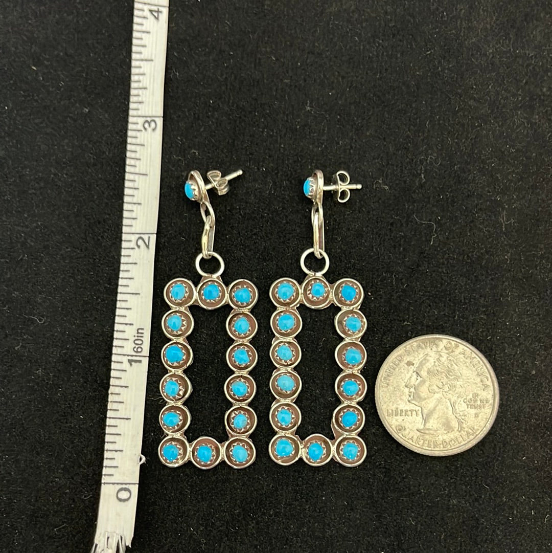 Turquoise Post Rectangle Dangle Earrings