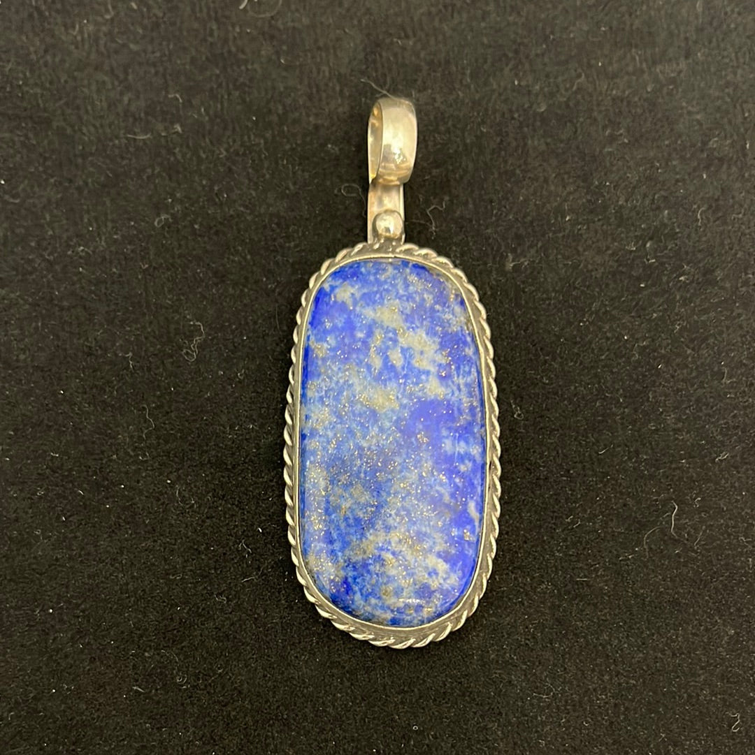 Vintage Denim Lapis Shepherds Hook Pendant