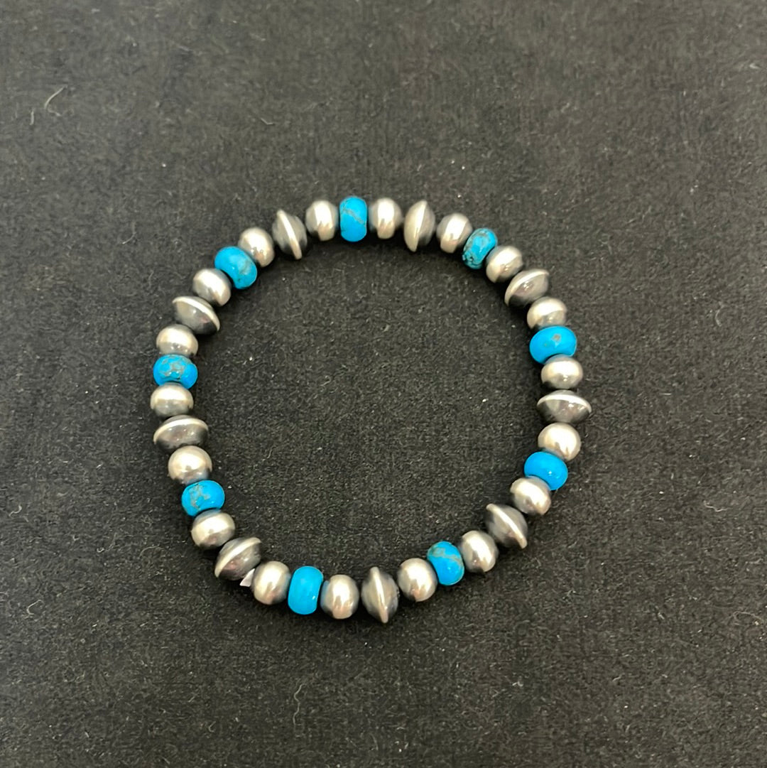 Navajo Pearl & Turquoise Stretch Bracelet