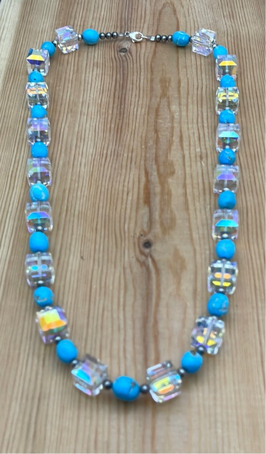 Natural Turquoise Nuggets & Crystals 22” Necklace