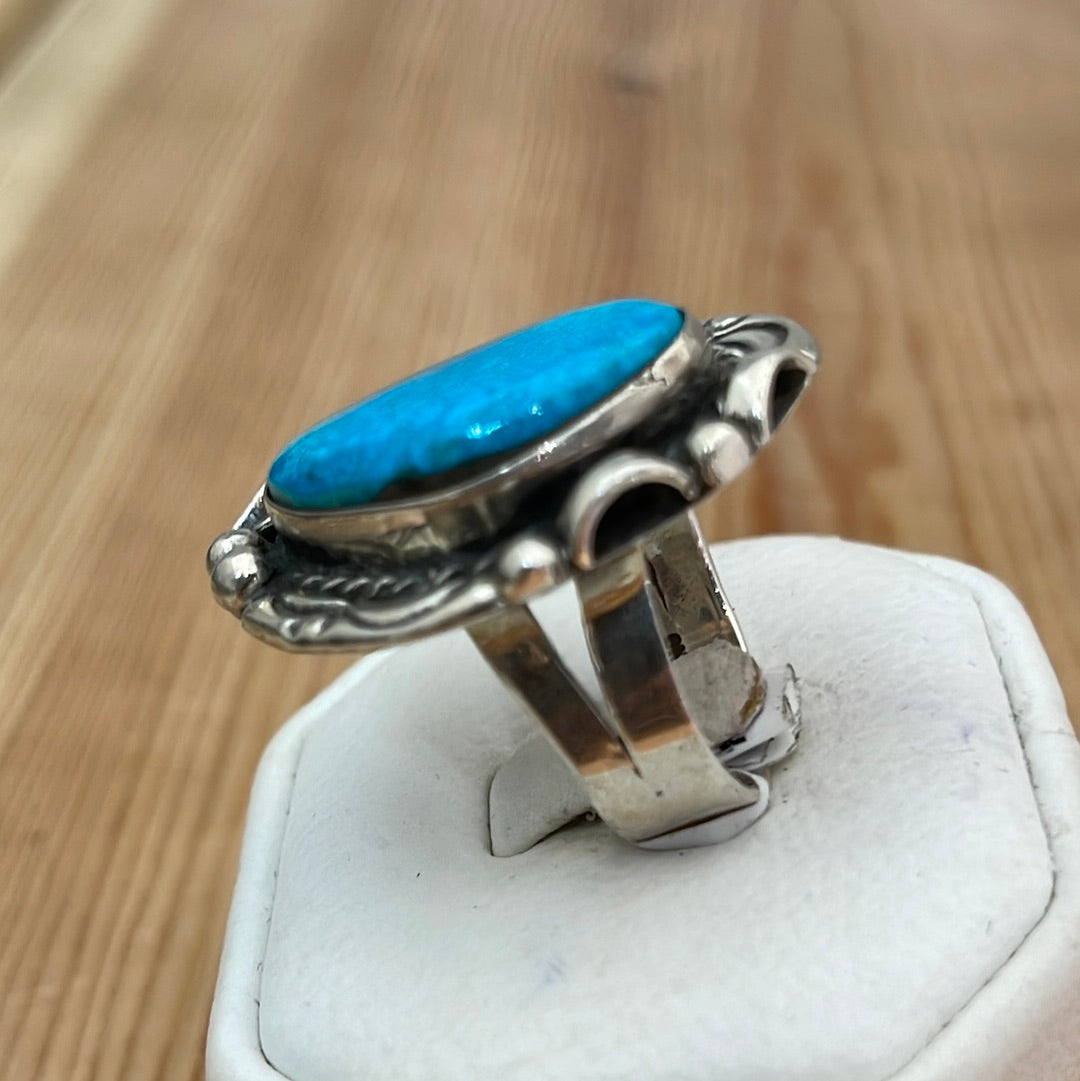 7.5 - Turquoise Ring with Balls & Leaf