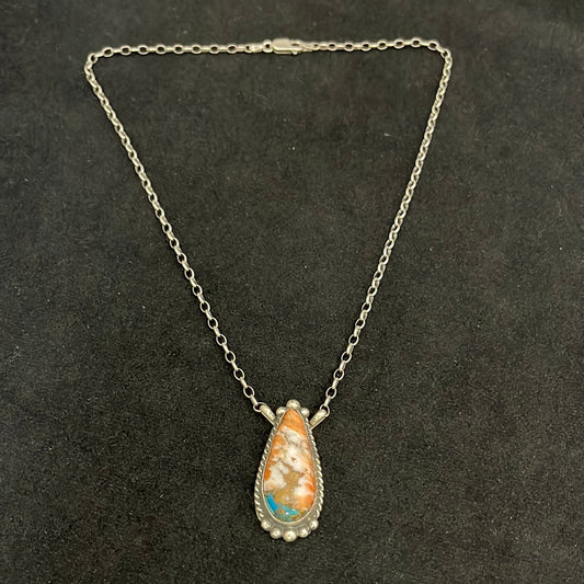 16” Spiny Turquoise Teardrop Necklace