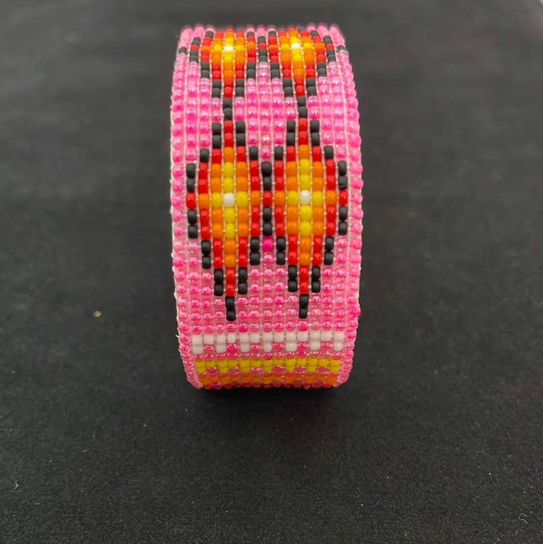 Bright Pink Seed Bead Flexible 1” Bracelet