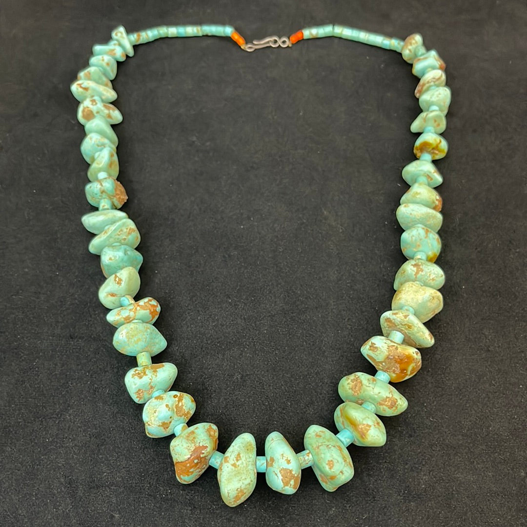 Vintage Turquoise Nugget 26” Necklace